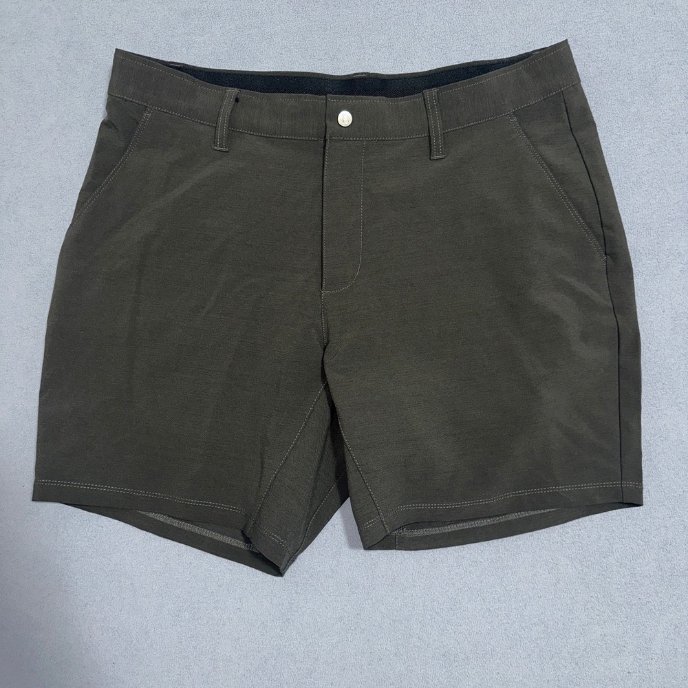 BYLT Premium Basic Chino Shorts Mid-Rise‎ Stretch Flat Front Gray Mens Size 36